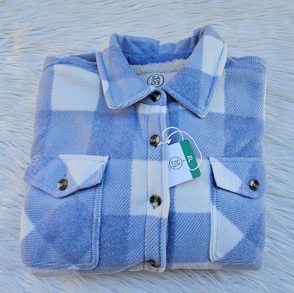 Sage Jackets & Blazers - SAGE Women's Plaid Plush Fleece Shirt Jacket Size XL
